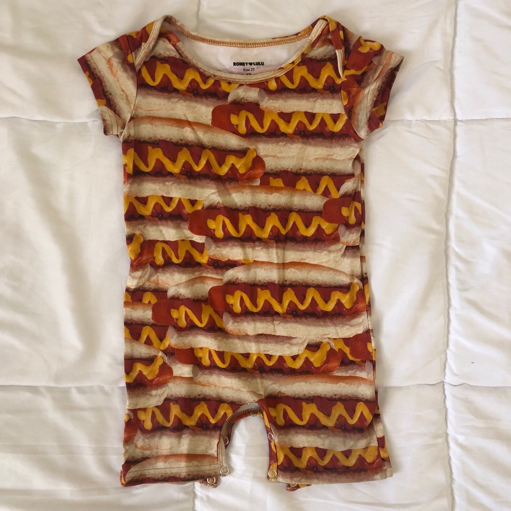 Romey Loves Lulu Hot Dogs Short Romper size 2T